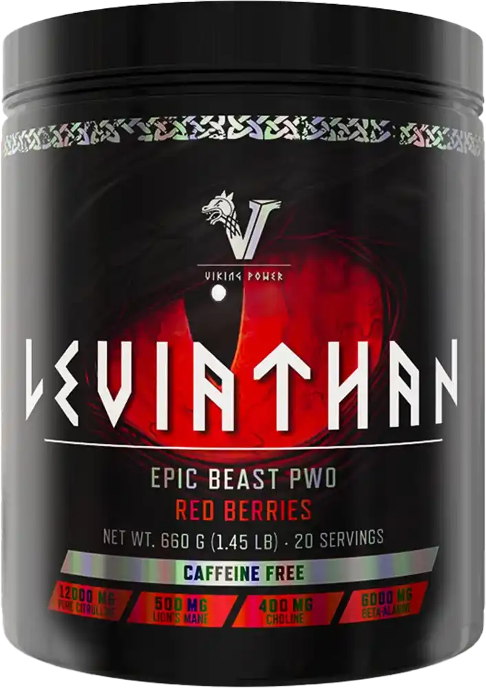 Viking Power Leviathan Epic Beast PWO Pre-Workout Supplement, Red Berries, koffeinfrei