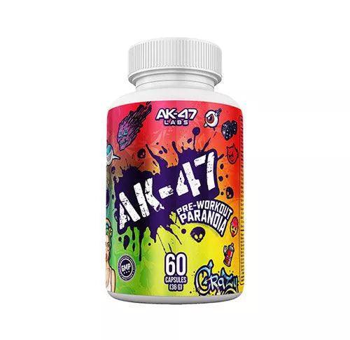 AK-47 Pre-Workout Paranoia, 60 Kapseln, farbenfrohes Etikett, Sportnahrung