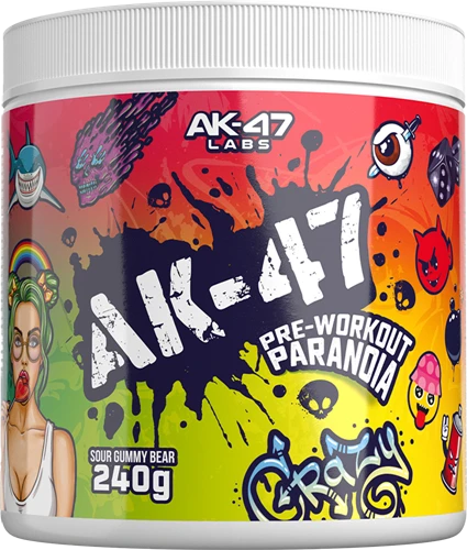 AK-47 Pre-Workout Paranoia Sour Gummy Bear 240g – Energiebooster für intensives Training