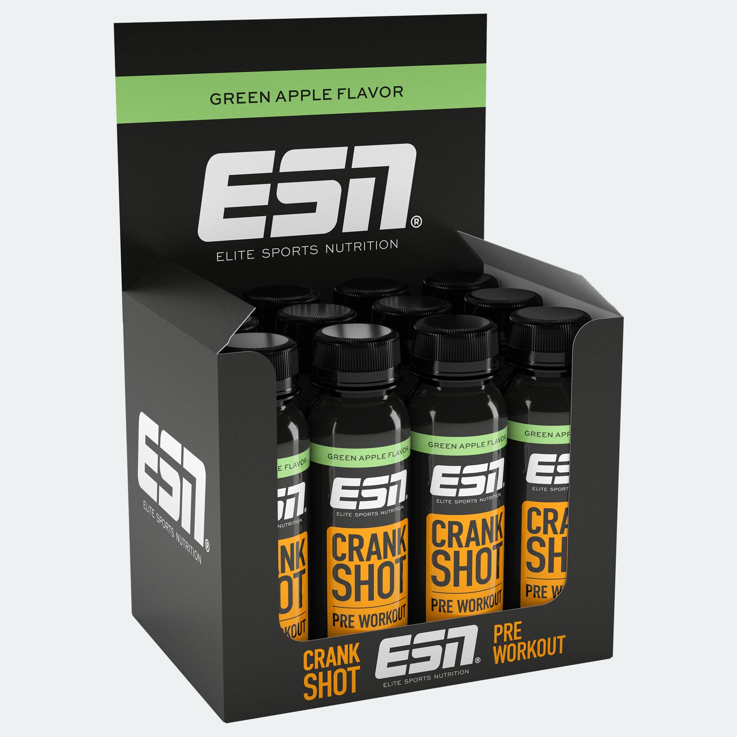 ESN Crank Pre Workout Shot, 12x95ml - Green Apple - trainings-booster.de