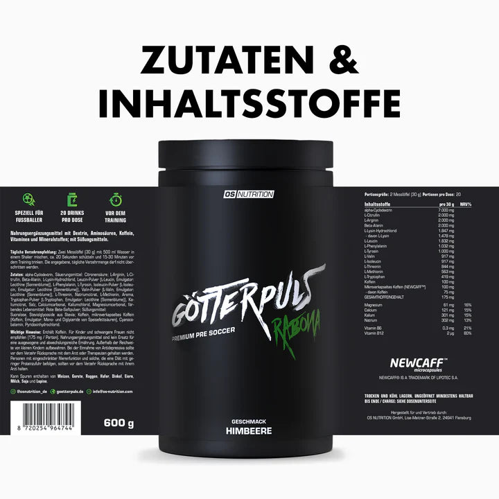 Götterpuls® Rabona - Premium Pre Soccer 600g / Fußballer Booster - trainings-booster.de