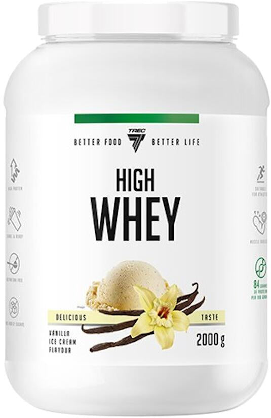 High Whey Protein Pulver Vanille Eis Geschmack 2000g für Muskelaufbau und Training