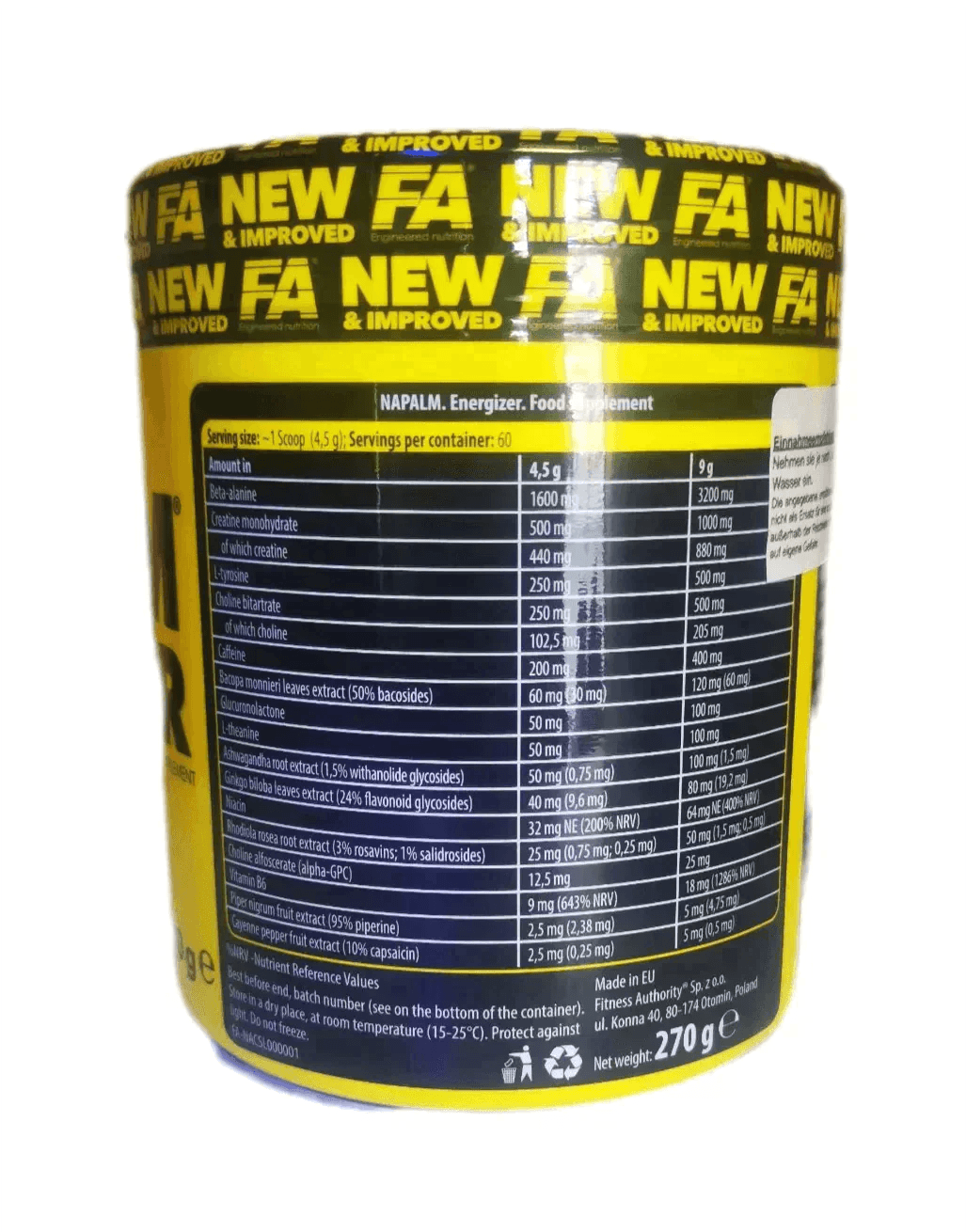 XTREME Napalm Energizer Pre Workout Booster 270g - trainings-booster.de