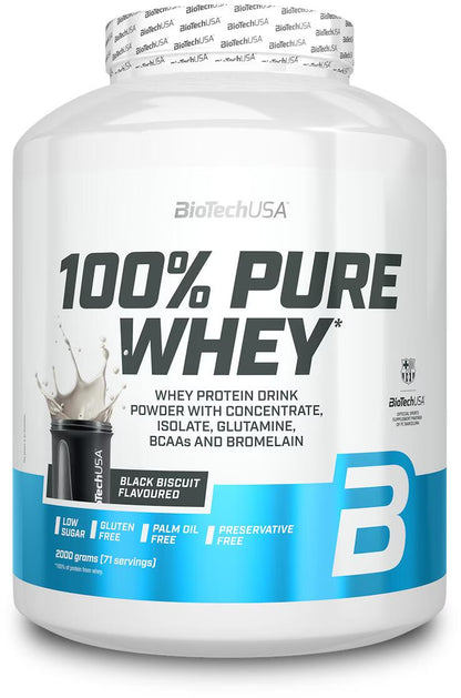 BioTechUSA 100% Pure Whey Protein Pulver, Black Biscuit Geschmack, glutenfrei, low sugar