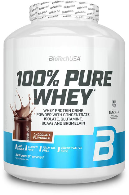 BioTechUSA 100% Pure Whey Protein Pulver, Schokoladen-Geschmack, 2000g, low sugar, glutenfrei