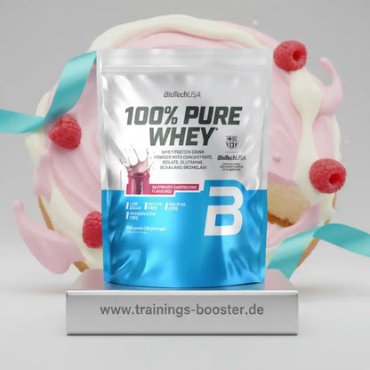 BioTechUSA 100% Pure Whey Protein in Himbeer-Käsekuchen-Geschmack, ideal für Sportler und Fitness-Enthusiasten