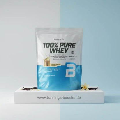100% Pure Whey Protein Powder von BioTechUSA, Vanille-Geschmack, ideal für Sportler und Fitness-Enthusiasten