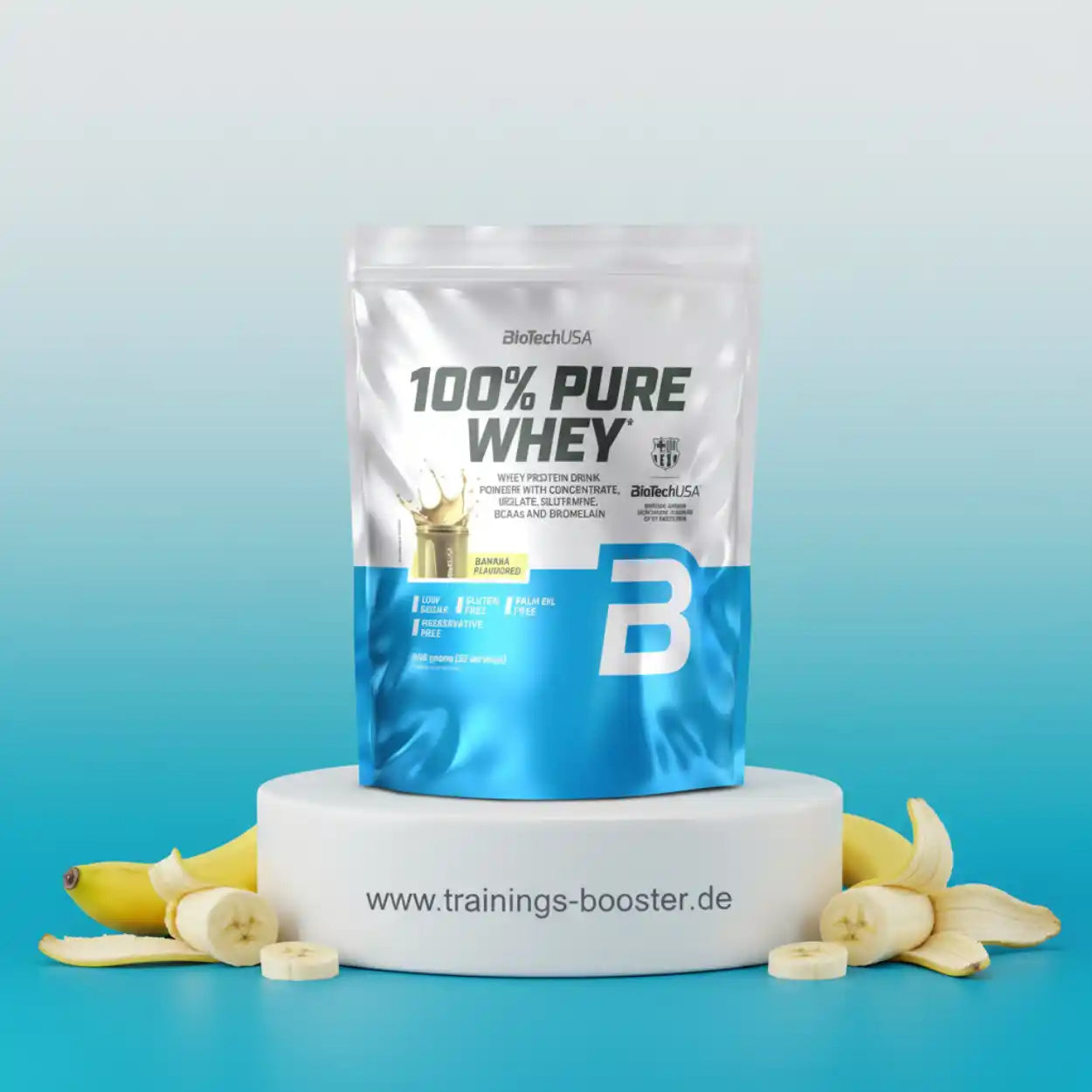 BioTechUSA 100% Pure Whey Protein Banane, ideal für Sportler und Fitness-Enthusiasten