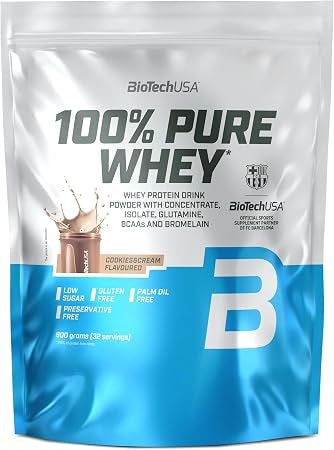 100% Pure Whey Protein Powder mit Glutamin, BCAAs und Bromelain, glutenfrei, low sugar