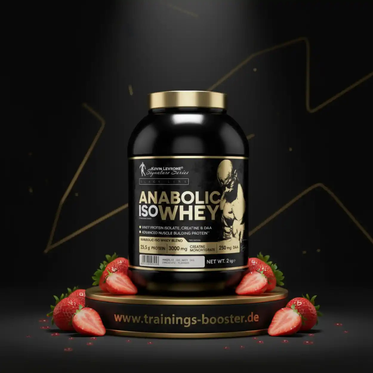 Anabolic IsoWhey Protein mit Erdbeeren, ideal für Muskelaufbau und Training