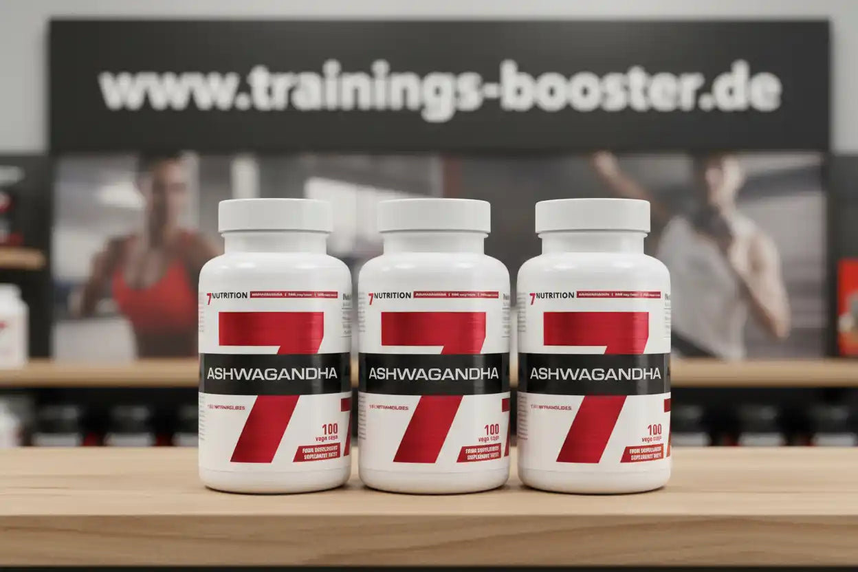 Drei Flaschen Ashwagandha Nahrungsergänzungsmittel für Sport und Fitness, 100 Kapseln each