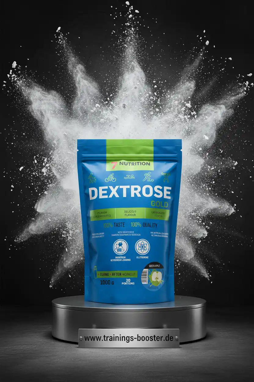 Dextrose Gold Pulver für Sportler – 1000g, 20 Portionen, Green Apple Geschmack, ideal nach dem Training