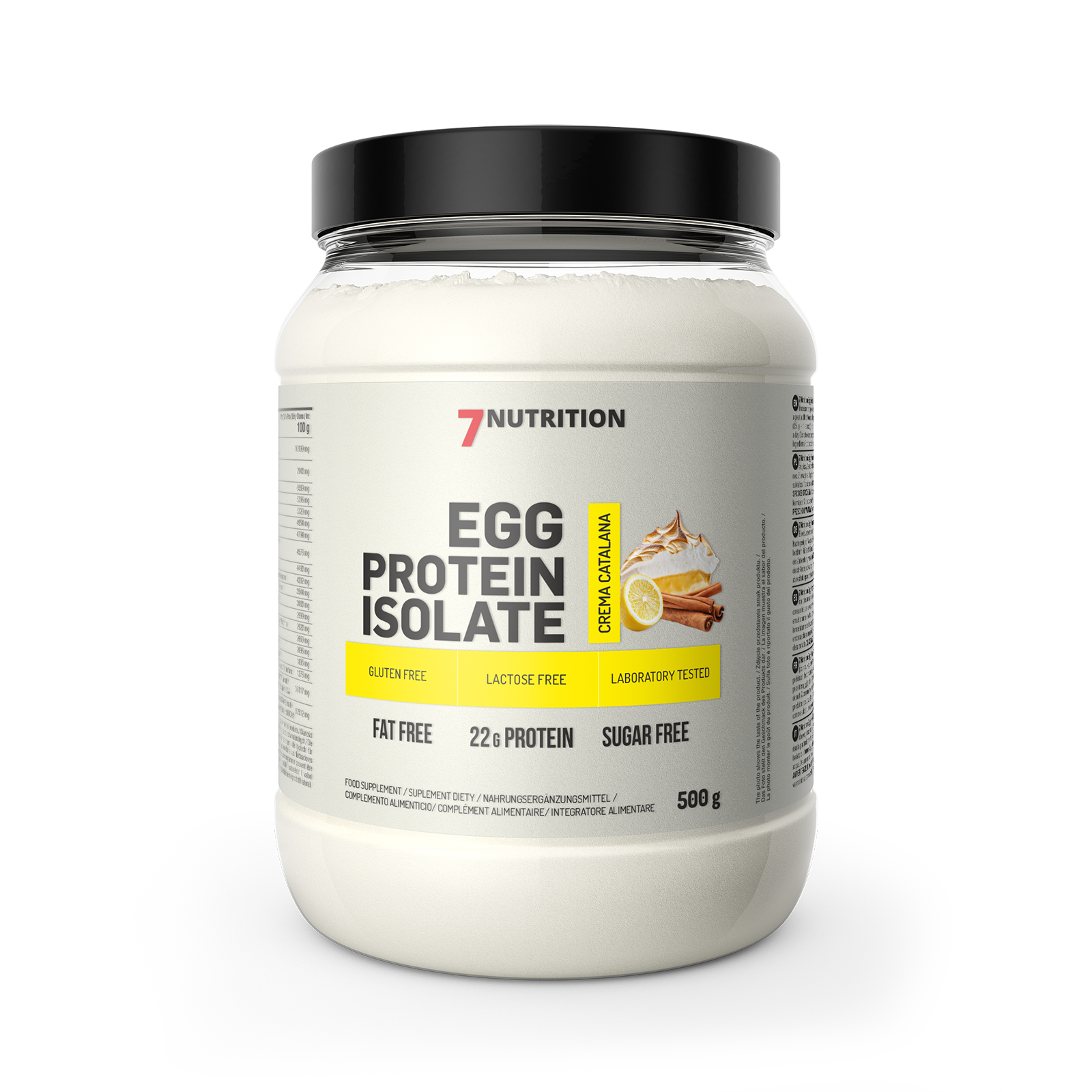 7Nutrition Eiweißisolat Crema Catalana, glutenfrei, laktosefrei, 22g Protein pro Portion, 500g Dose