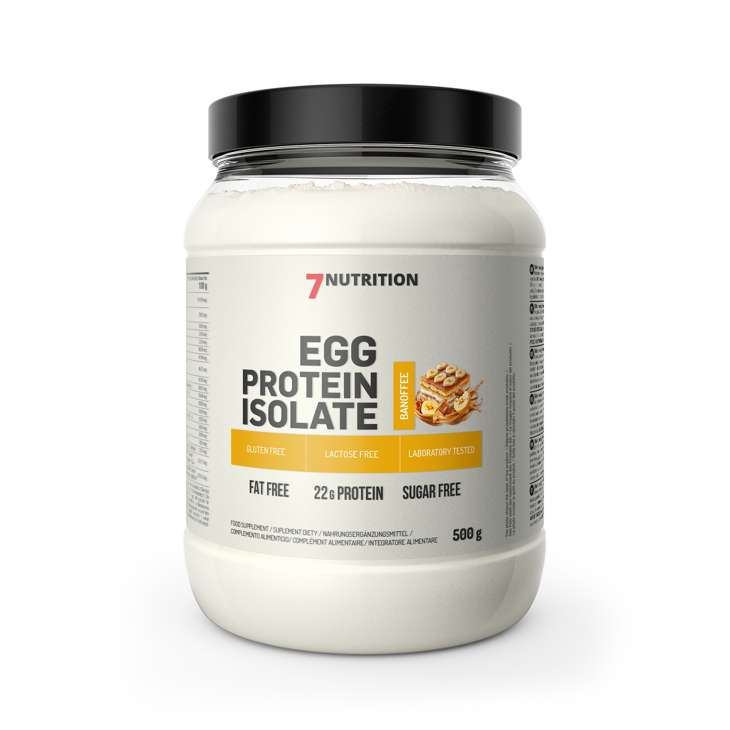 7Nutrition Egg Protein Isolate, 500g, glutenfrei, laktosefrei, zuckerfrei, 22g Protein pro Portion, Banoffee-Geschmack