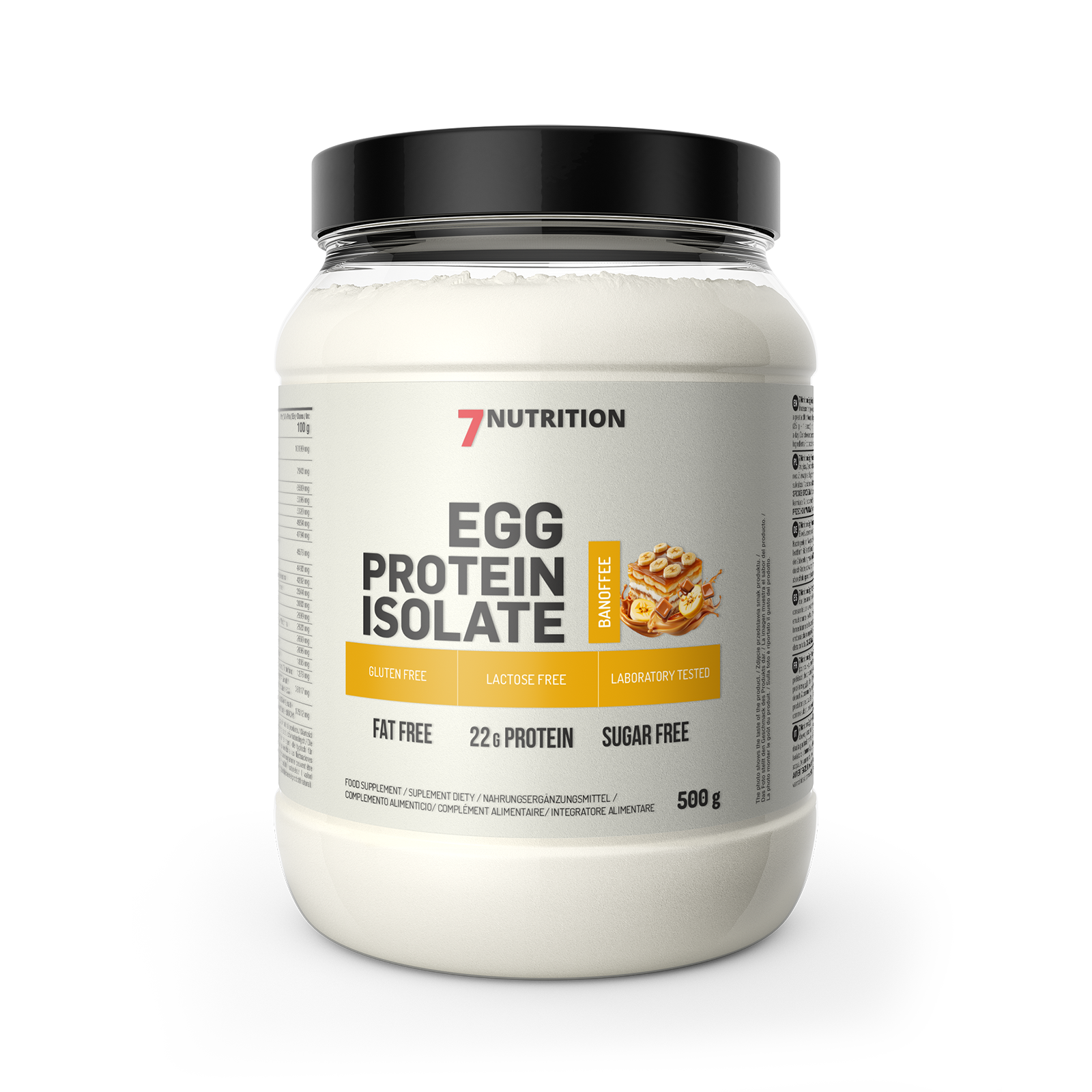 7Nutrition Egg Protein Isolate, 500g, glutenfrei, laktosefrei, zuckerfrei, 22g Protein pro Portion, Banoffee-Geschmack