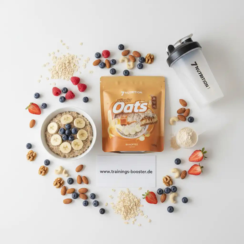 7Nutrition Instant Oats Banoffee mit Beeren, Nüssen und Shaker – ideal für Sport- und Fitness-Ernährung