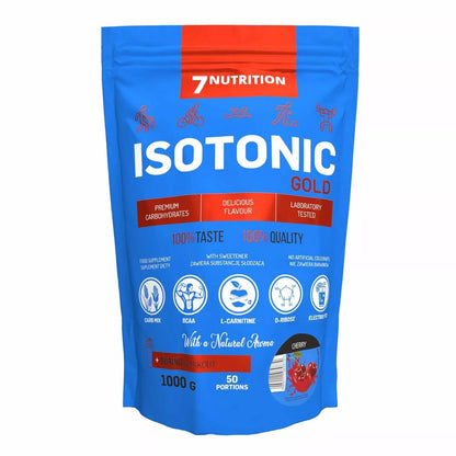 7Nutrition Isotonic Gold Kirsch, 1000g, 50 Portionen, mit BCAA, L-Carnitin, Elektrolyten für Training & Sport