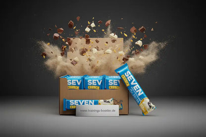 SEVEN Crunch Proteinriegel mit Schokoladenstücken und Knusper-Effekt für Sportler