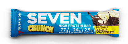 Seven Crunch High Protein Bar mit Banane & dunkler Schokolade, 77g, 24g Protein