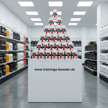 Pyramide aus Vitamin C Boostern in einem Sportnahrungsgeschäft