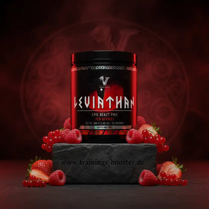 Levinthan Epic Beast PWO Red Berries Nahrungsergänzungsmittel in roter Dose mit Beeren
