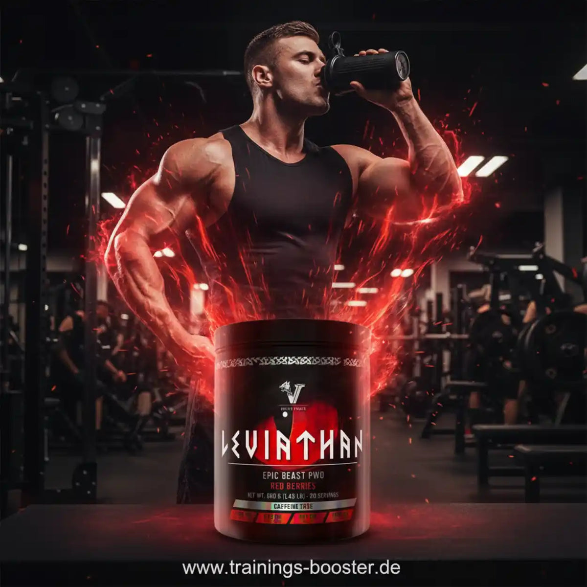 Levinthan Epic Beast Pre-Workout Red Berries Dose im Fitnessstudio