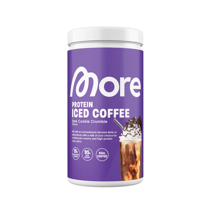 More Protein Iced Coffee im Geschmack Dark Cookie Crumble in einer weißen Dose