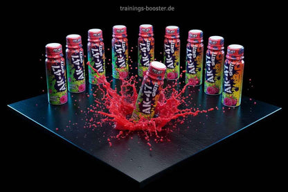 AK-47 Shot Energiebooster mit lebhaften Farben und spritzendem Design für Sport und Training