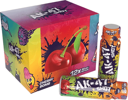 AK-47 Shot Cherry Bomb - Energiebooster mit Kirschgeschmack, 12x 90ml Flaschen