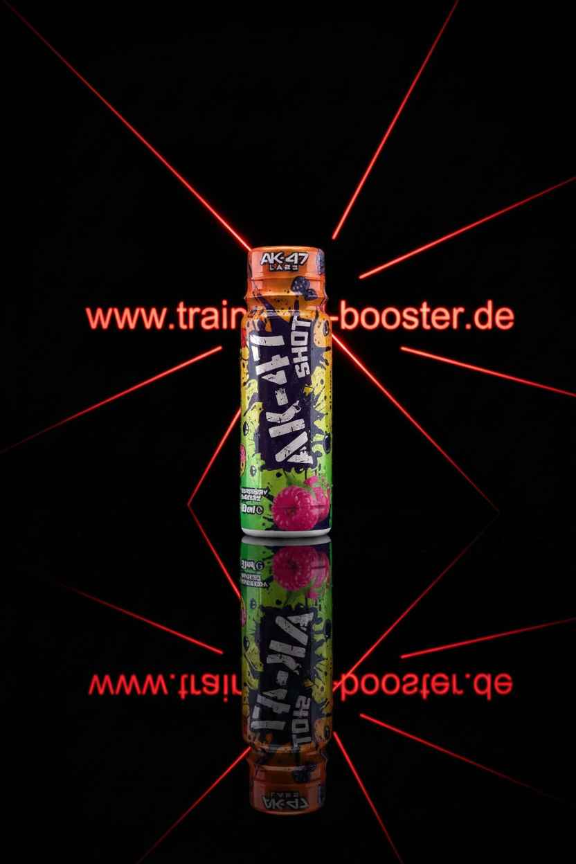 AK-47 Shot Energiebooster mit Himbeergeschmack, ideal für Sport und Training