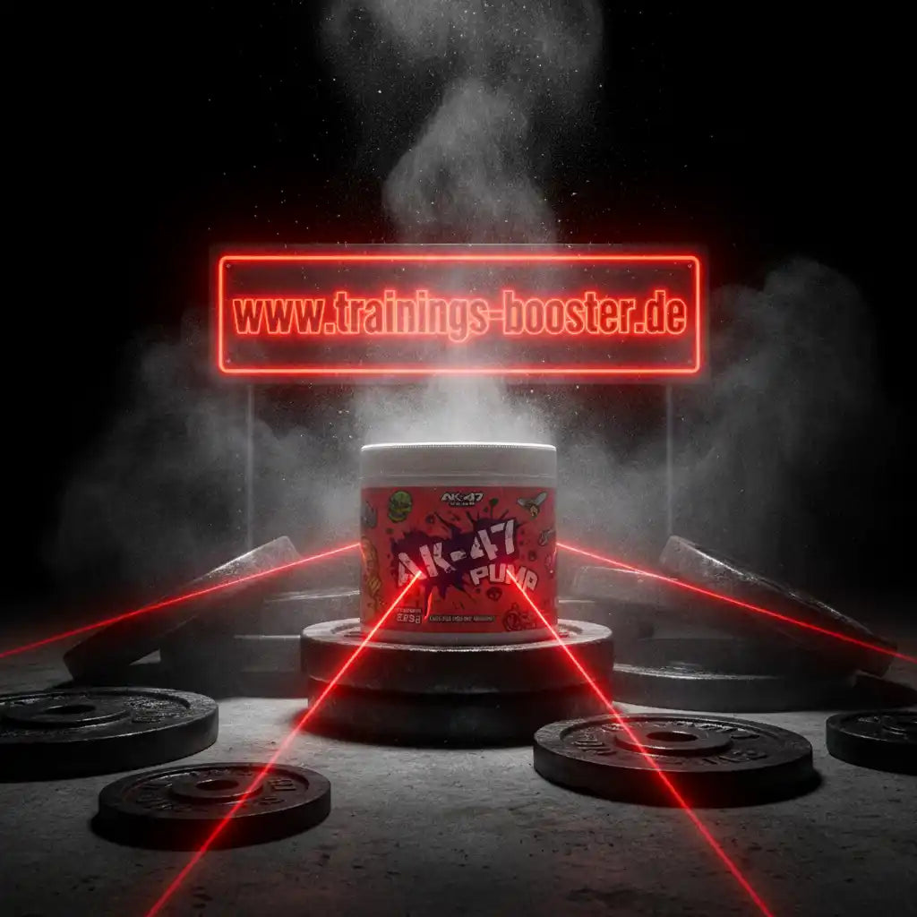AK-47 Pump Booster mit roten Lasern und Gewichten, ideal für Sportnahrung und Training