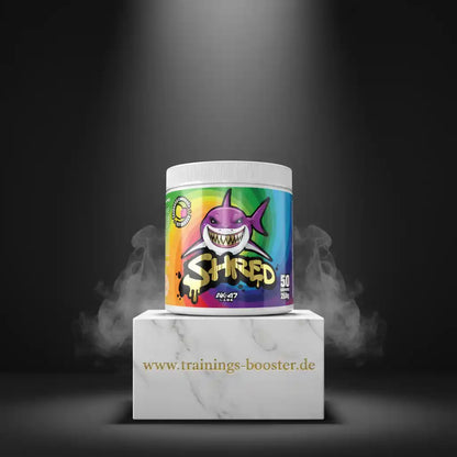 SHRED Fatburner von AK-47 Labs mit Hai-Design, ideal für Fitness und Training