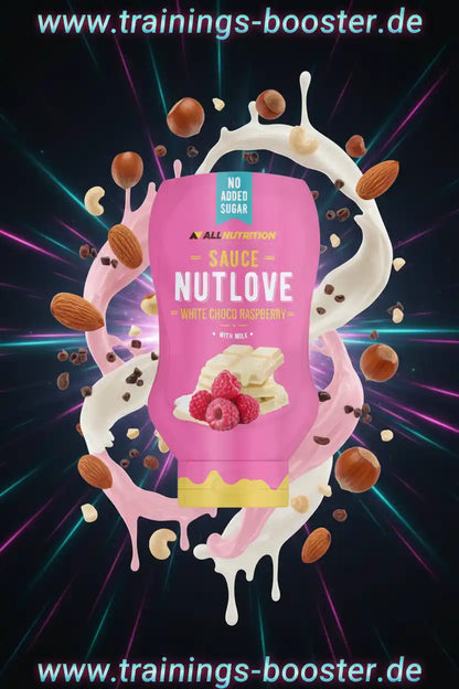 AllNutrition NutLove Sauce White Choco Raspberry – ohne Zuckerzusatz, mit Milch, Nüssen & Beeren