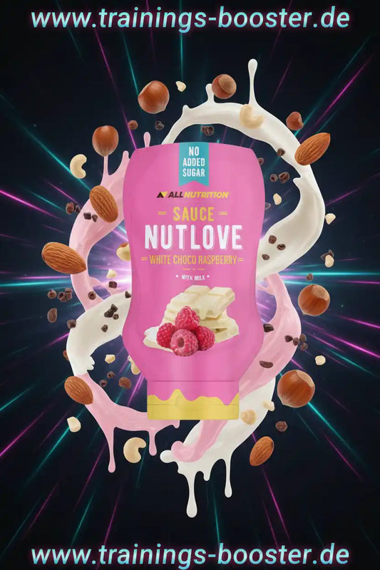 AllNutrition NutLove Sauce White Choco Raspberry – ohne Zuckerzusatz, mit Milch, Nüssen & Beeren