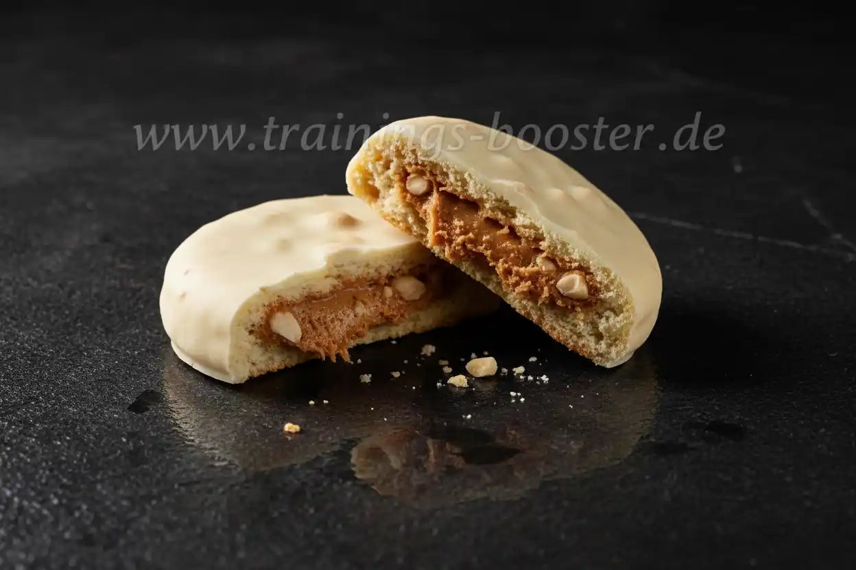 Proteinriegel mit weißer Schokolade und Nussfüllung, ideal für Sportler und Fitnessbegeisterte