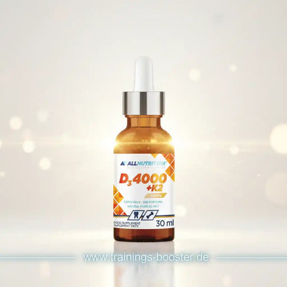 D3 4000 + K2 Tropfen Nahrungsergänzungsmittel mit Pipette, 30 ml Flasche für Immunsystem und Knochen