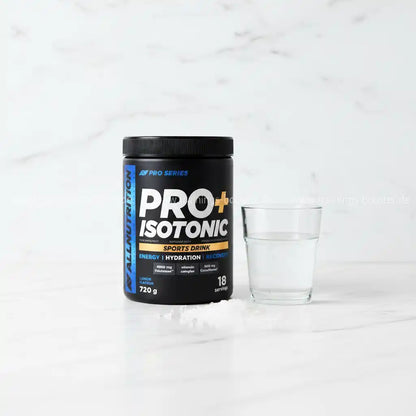 Pro+ Isotonic Sportgetränk von AllNutrition, Zitrone, 720g Dose mit Wasserglas, Energie & Hydration