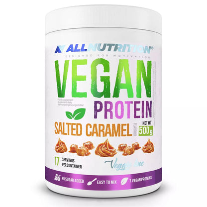 AllNutrition Vegan Protein Salted Caramel, 500g, veganer Eiweißbooster ohne Zucker, 17 Portionen