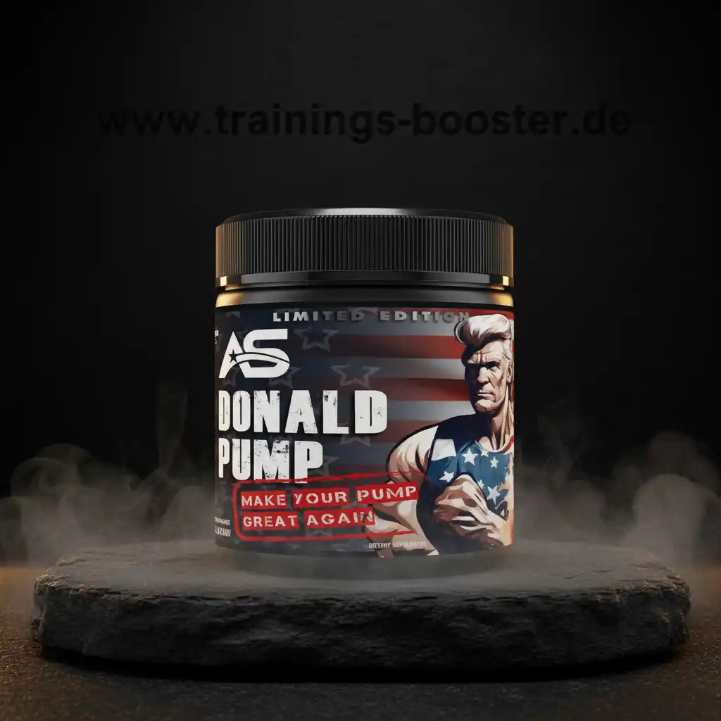 Donald Pump Limited Edition Booster für Muskelaufbau und Training mit US-Flaggen-Design