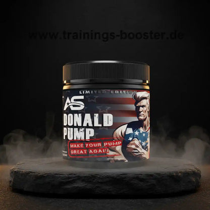 Donald Pump Limited Edition Booster für Muskelaufbau und Training mit US-Flaggen-Design