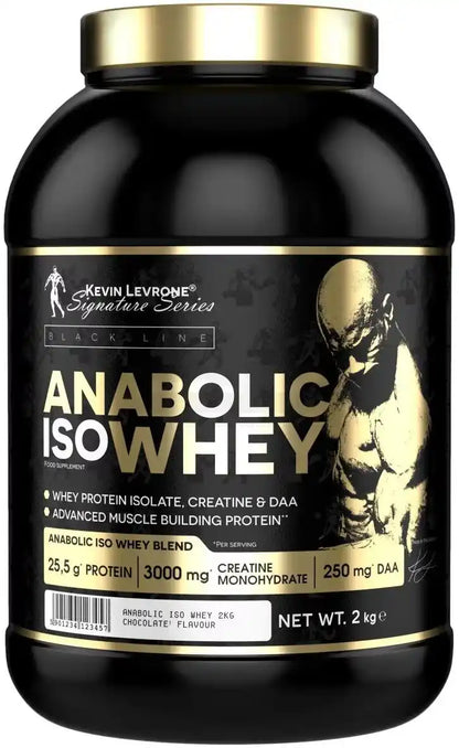 Kevin Levrone Anabolic Iso Whey Protein Powder, 2kg, Schokoladen-Geschmack, mit Kreatin & DAA für Muskelaufbau