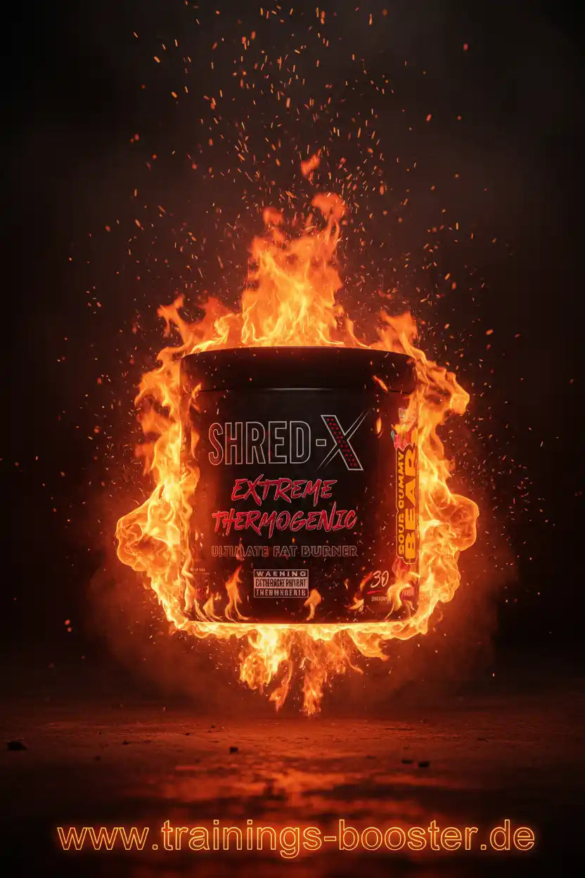 SHRED-X Extreme Thermogenic Fatburner in Flammen – Kraftvolle Sportnahrung für maximale Fettverbrennung
