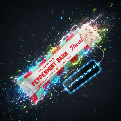 Peppermint Bark Protein Bar mit 20g Protein, ohne zugesetzten Zucker, energiegeladen mit Lichteffekten