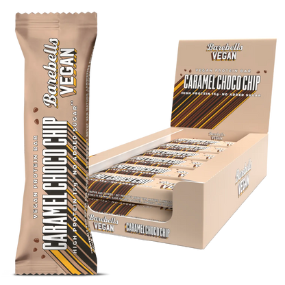 Vegan Protein Bar Caramel Choco Chip, 15g Protein, ohne zugesetzten Zucker, Barebells Verpackung