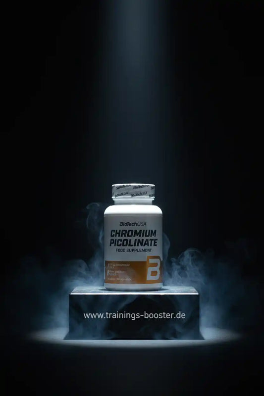 BioTechUSA Chromium Picolinate Nahrungsergänzungsmittel in dramatischer Beleuchtung mit Raucheffekt