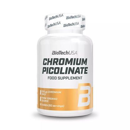 BioTechUSA Chromium Picolinate Nahrungsergänzungsmittel, 60 Tabletten, 200 µg Chrom täglich aus organischer Quelle