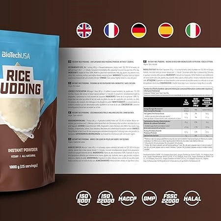 BioTech USA INSTANT RICE PUDDING l 1000g Tüte - trainings-booster.de