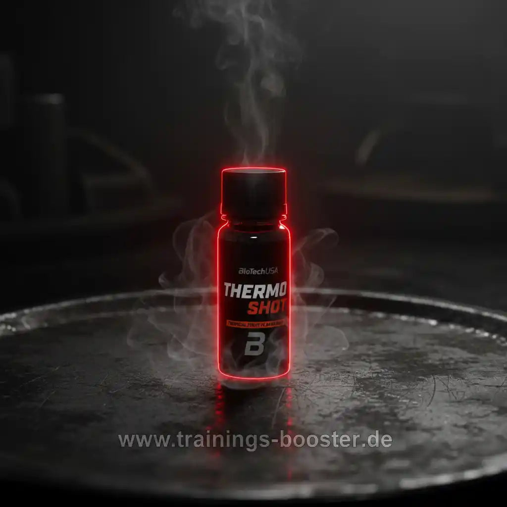 BioTech USA Thermo Shot Fatburner mit rotem Neonlicht und Raucheffekt, ideal für Sport und Training