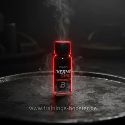 BioTech USA Thermo Shot Fatburner mit rotem Neonlicht und Raucheffekt, ideal für Sport und Training