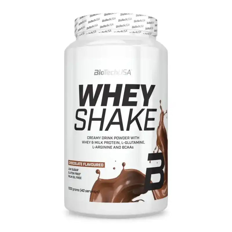 BioTechUSA Whey Shake Schokolade – Eiweißpulver mit Whey & Milchprotein, BCAAs, L-Glutamin